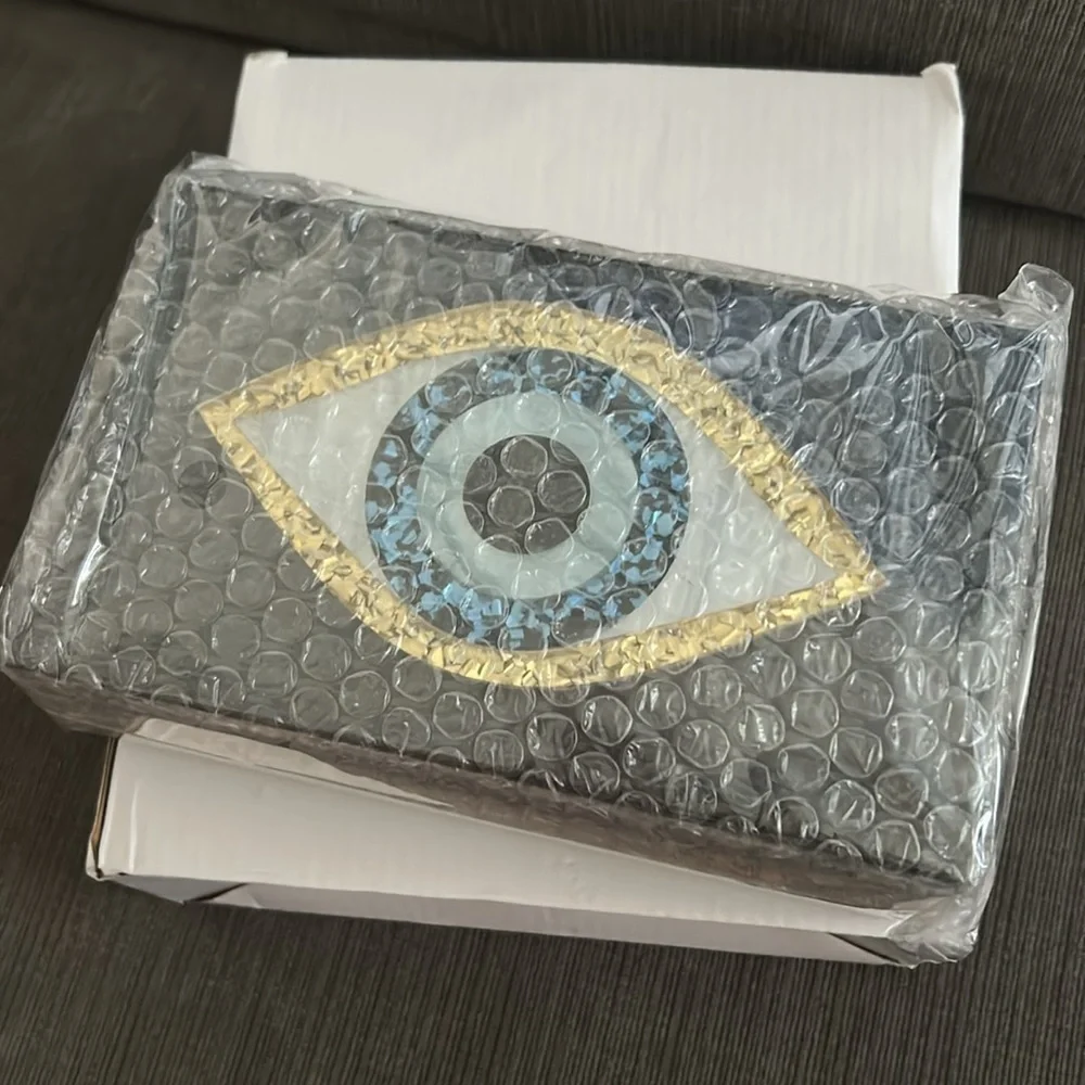 Hamsa Evil Eye Black Glitter Resin Fashion Purse clutch or crossbody - Picture 5 of 5